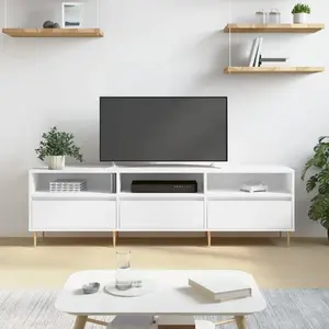 vidaXL Meuble TV blanc 150x30x44,5 cm bois d'ingénierie pas cher