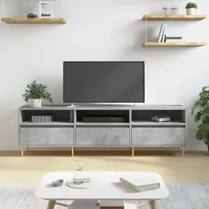 vidaXL Meuble TV gris béton 150x30x44,5 cm bois d'ingénierie pas cher