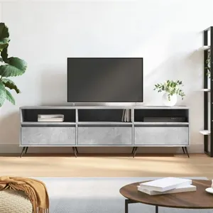 vidaXL Meuble TV gris béton 150x30x44,5 cm bois d'ingénierie pas cher