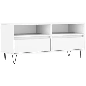 vidaXL Meuble TV blanc 100x34,5x44,5 cm bois d'ingénierie pas cher