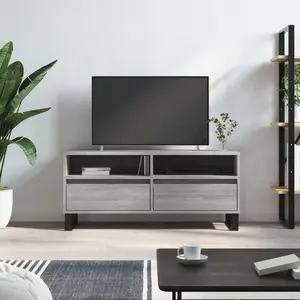 vidaXL Meuble TV sonoma gris 100x34,5x44,5 cm bois d'ingénierie pas cher