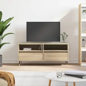 vidaXL Meuble TV chêne sonoma 100x34,5x44,5 cm bois d'ingénierie pas cher