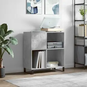 Comparateur de prix : vidaXL Armoire à disques gris béton 84,5x38x89 cm bois d'ingénierie