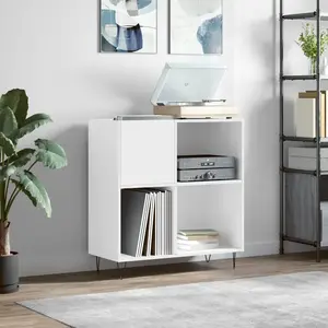 vidaXL Armoire à disques blanc 84,5x38x89 cm bois d'ingénierie pas cher