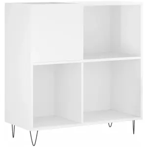 vidaXL Armoire à disques blanc brillant 84,5x38x89cm bois d'ingénierie pas cher
