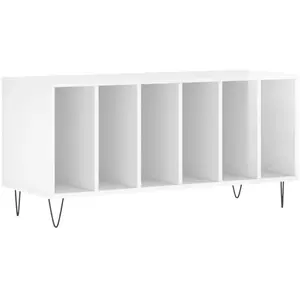 vidaXL Armoire à disques blanc brillant 100x38x48 cm bois d'ingénierie pas cher
