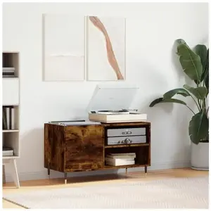 Comparateur de prix : vidaXL Armoire à disques chêne fumé 85x38x48 cm bois d'ingénierie