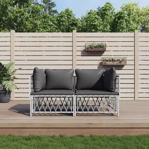 Comparateur de prix : vidaXL Salon de jardin avec coussins 2 pcs blanc acier