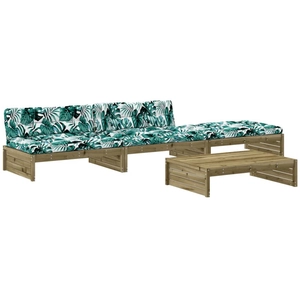 vidaXL Salon de jardin 4 pcs avec coussins bois de pin imprégné pas cher