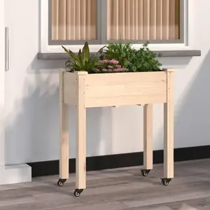 vidaXL Jardinière sur roues avec doublure 71x37x80 cm bois de sapin pas cher