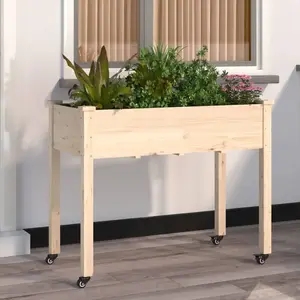 Comparateur de prix : vidaXL Jardinière sur roues avec doublure 118x59x80 cm bois de sapin