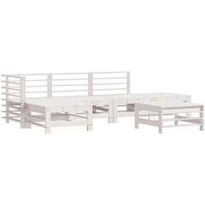vidaXL Salon de jardin 6 pcs Blanc Bois de pin massif pas cher