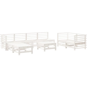 vidaXL Salon de jardin 9 pcs Blanc Bois de pin massif pas cher