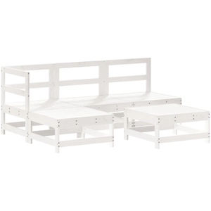 vidaXL Salon de jardin 5 pcs blanc bois massif de pin pas cher