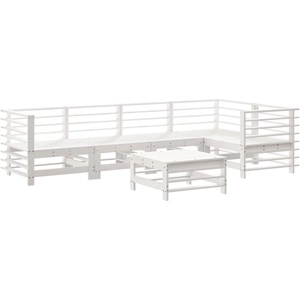 vidaXL Salon de jardin 6 pcs Blanc Bois de pin massif pas cher