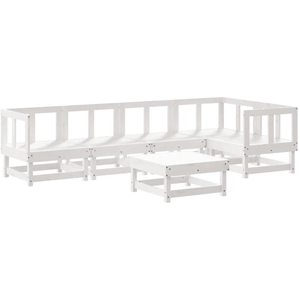 vidaXL Salon de jardin 6 pcs Blanc Bois de pin massif pas cher
