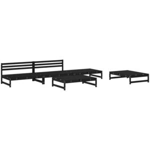 vidaXL Salon de jardin 5 pcs noir bois massif de pin pas cher