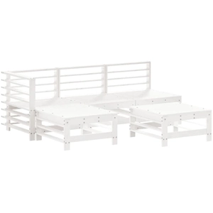 vidaXL Salon de jardin 5 pcs blanc bois massif de pin pas cher