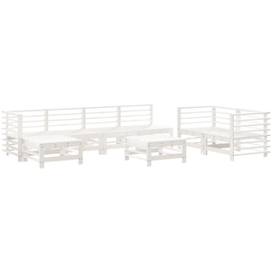 vidaXL Salon de jardin 8 pcs Blanc Bois de pin massif pas cher