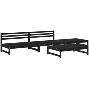 vidaXL Salon de jardin 4 pcs noir bois massif de pin pas cher