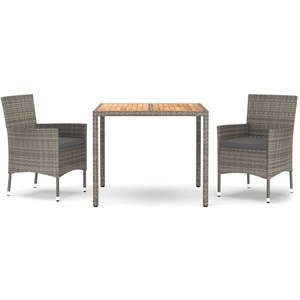 vidaXL Ensemble à manger de jardin 3 pcs coussins gris résine tressée pas cher
