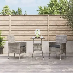 Comparateur de prix : vidaXL Ensemble de bistro de jardin 3 pcs coussins gris poly rotin