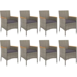 vidaXL Ensemble à manger de jardin 9 pcs coussins gris résine tressée pas cher