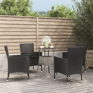 vidaXL Ensemble de bistro de jardin 5 pcs coussins noir poly rotin pas cher
