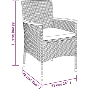 vidaXL Ensemble à manger jardin et coussins 7 pcs gris rotin pas cher