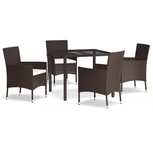 vidaXL Ensemble à manger de jardin 5 pcs et coussins marron poly rotin pas cher