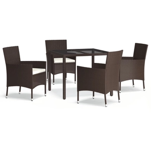 vidaXL Ensemble à manger de jardin 5 pcs et coussins marron poly rotin pas cher