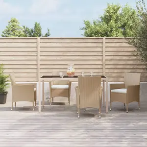 vidaXL Ensemble à manger de jardin avec coussins 5pcs Beige poly rotin pas cher