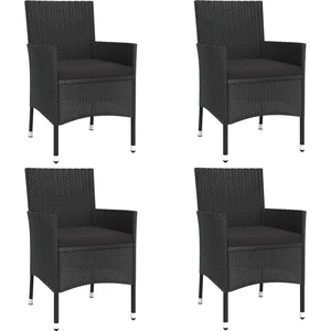 vidaXL Ensemble à manger de jardin coussins 5pcs Noir Résine tressée pas cher