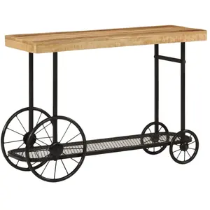 vidaXL Table console 112x36x76 cm bois massif de manguier et fer pas cher