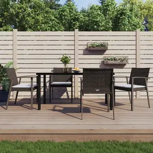 vidaXL Ensemble à manger de jardin 5 pcs coussins résine tressée acier pas cher