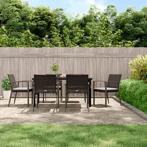 vidaXL Ensemble à manger de jardin 7 pcs coussins résine tressée acier pas cher