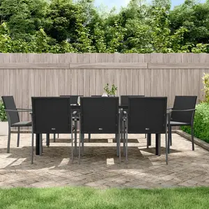 vidaXL Ensemble à manger de jardin 9 pcs coussins résine tressée acier pas cher