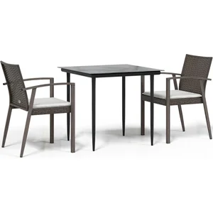 vidaXL Ensemble à manger de jardin 3 pcs coussins résine tressée acier pas cher