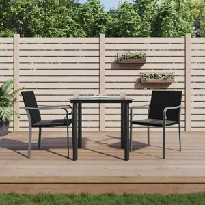 vidaXL Ensemble à manger de jardin 3 pcs coussins résine tressée acier pas cher