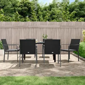 vidaXL Ensemble à manger de jardin 7 pcs coussins résine tressée acier pas cher