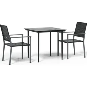 vidaXL Ensemble à manger de jardin 3 pcs résine tressée acier pas cher