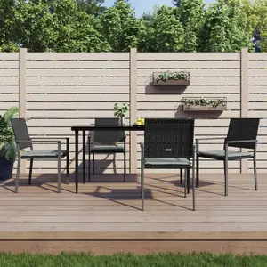 vidaXL Ensemble à manger de jardin 5 pcs coussins résine tressée acier pas cher