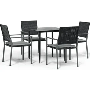 vidaXL Ensemble à manger de jardin 5 pcs coussins résine tressée acier pas cher