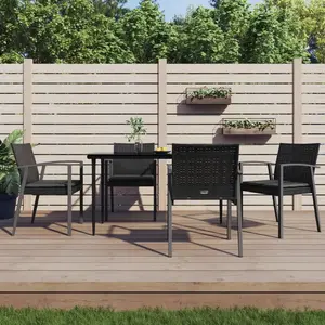 vidaXL Ensemble à manger de jardin 5 pcs coussins résine tressée acier pas cher