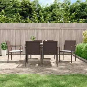 vidaXL Ensemble à manger de jardin 7 pcs coussins résine tressée acier pas cher