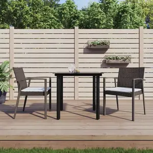 vidaXL Ensemble à manger de jardin 3 pcs coussins résine tressée acier pas cher