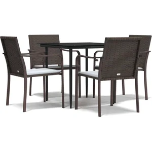 vidaXL Ensemble à manger de jardin 5 pcs coussins résine tressée acier pas cher