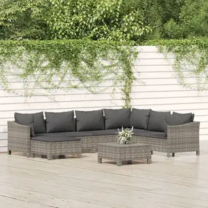 vidaXL Salon de jardin 8 pcs avec coussins Gris Résine tressée pas cher