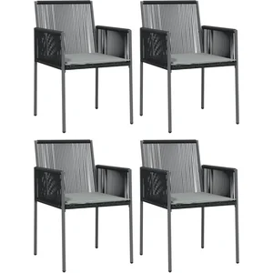 vidaXL Chaises de jardin et coussins lot de 4 noir 54x60,5x83,5 cm pas cher