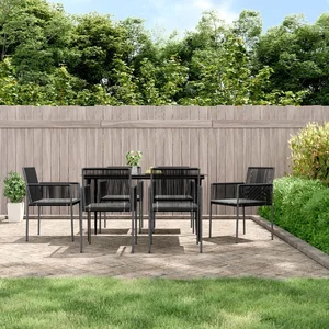 vidaXL Chaises de jardin et coussins lot de 6 noir 54x60,5x83,5 cm pas cher